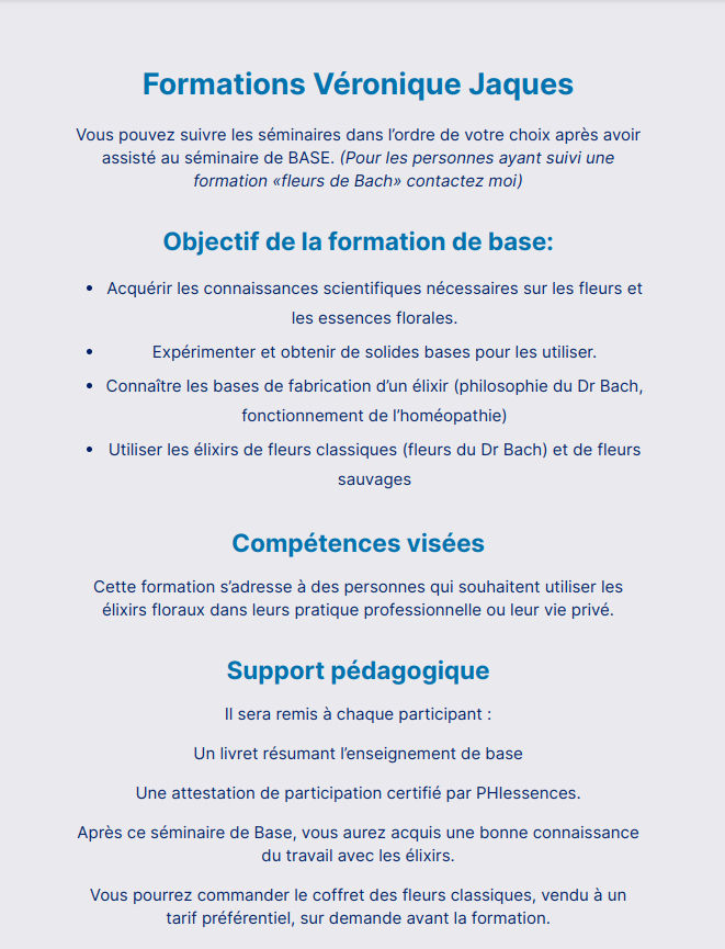 Formations Véronique Jaques